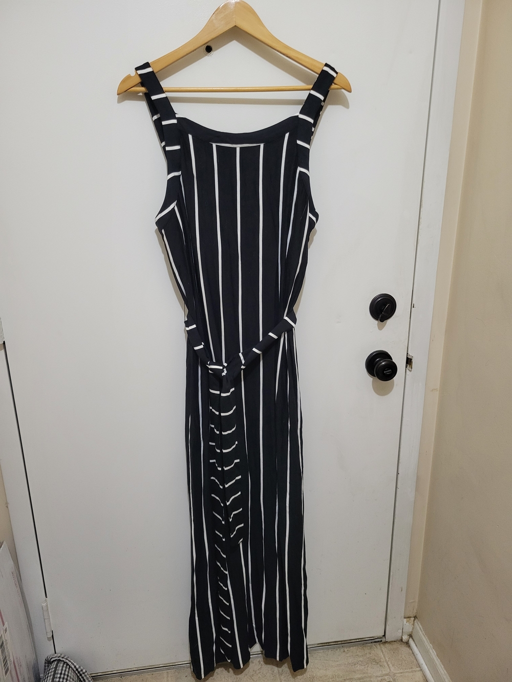 Soma Womens Black & White Vertical Stripe Maxi Dress - XL - NWT